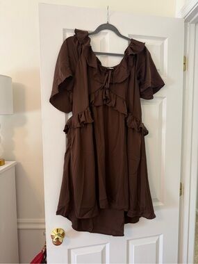 Old Navy Brown Ruffle Mini Dress
